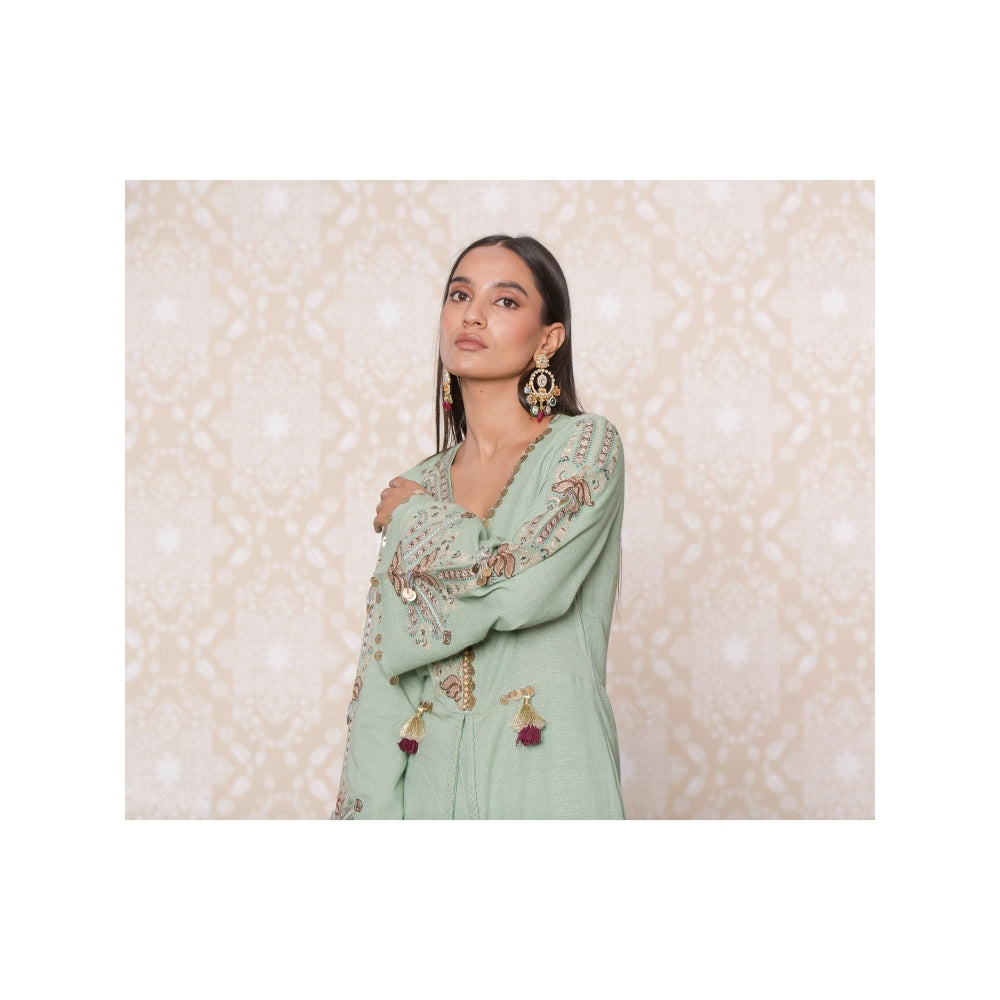 Inej Mint Green Front Open Kali Suit (Set of 2)