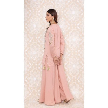 Inej Pink Sharara Suit with Metal Sequence (Set of 2)