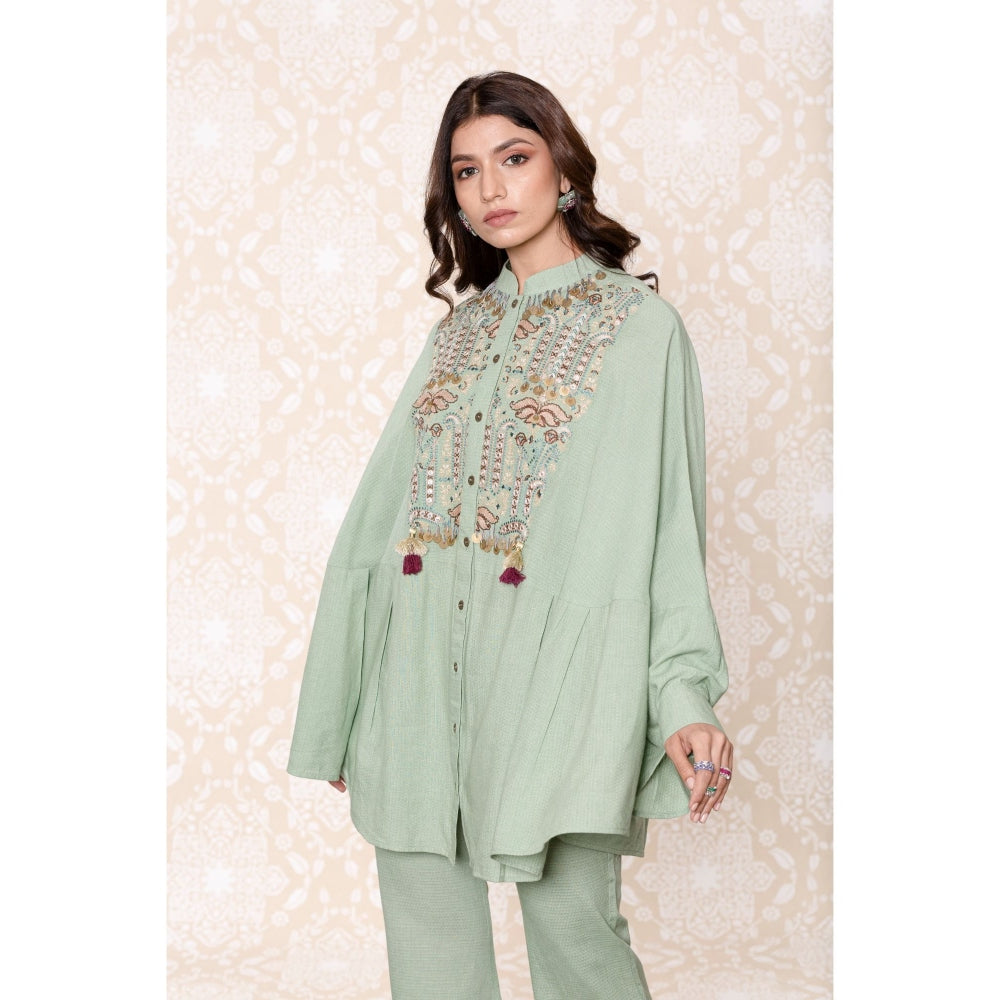 Inej Green Drape Cape (Set of 2)