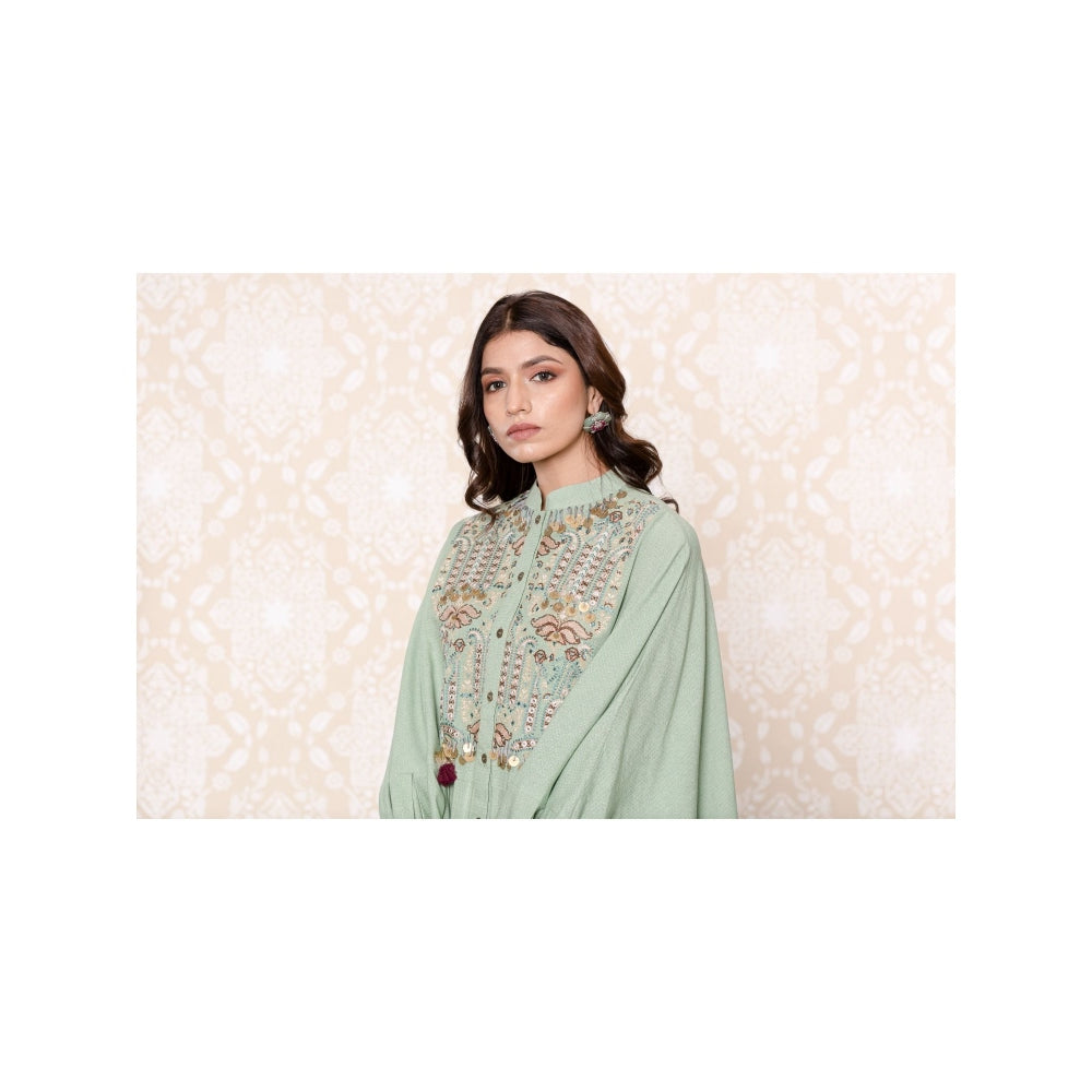 Inej Green Drape Cape (Set of 2)