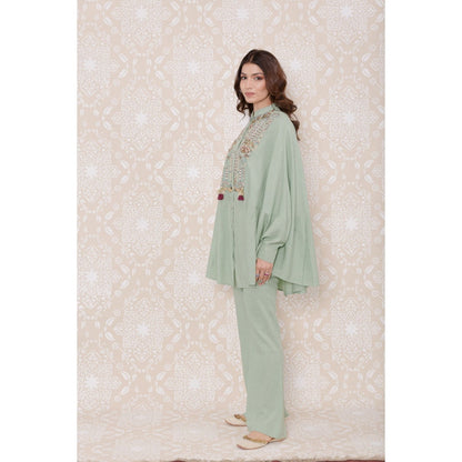 Inej Green Drape Cape (Set of 2)