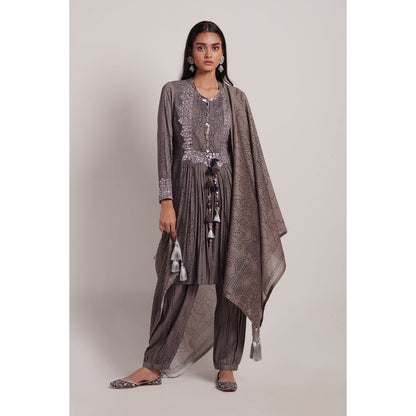 Inej Grey Front Gather Suit (Set of 2)