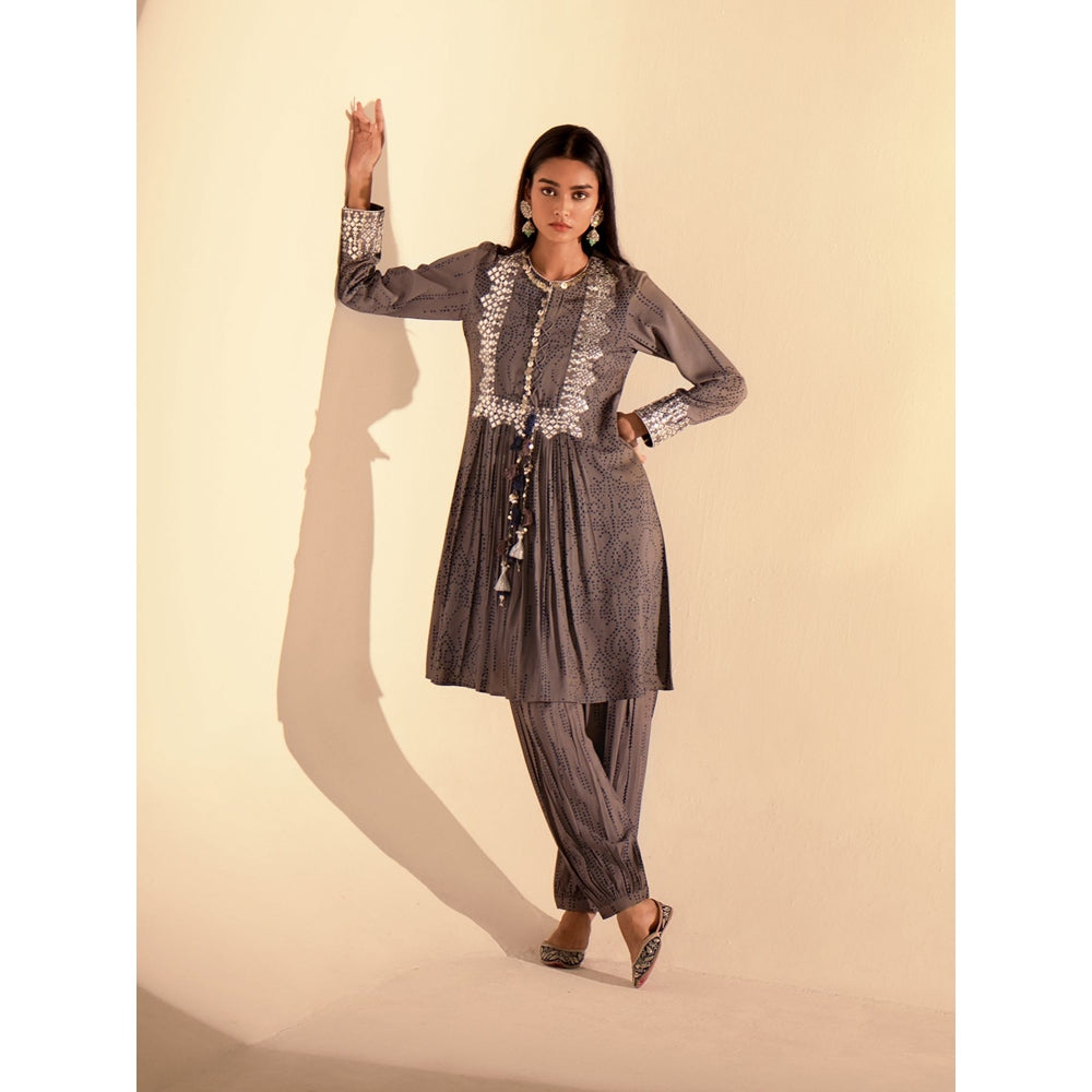 Inej Grey Front Gather Suit (Set of 2)