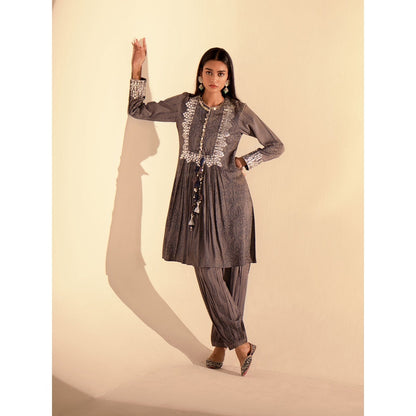 Inej Grey Front Gather Suit (Set of 2)