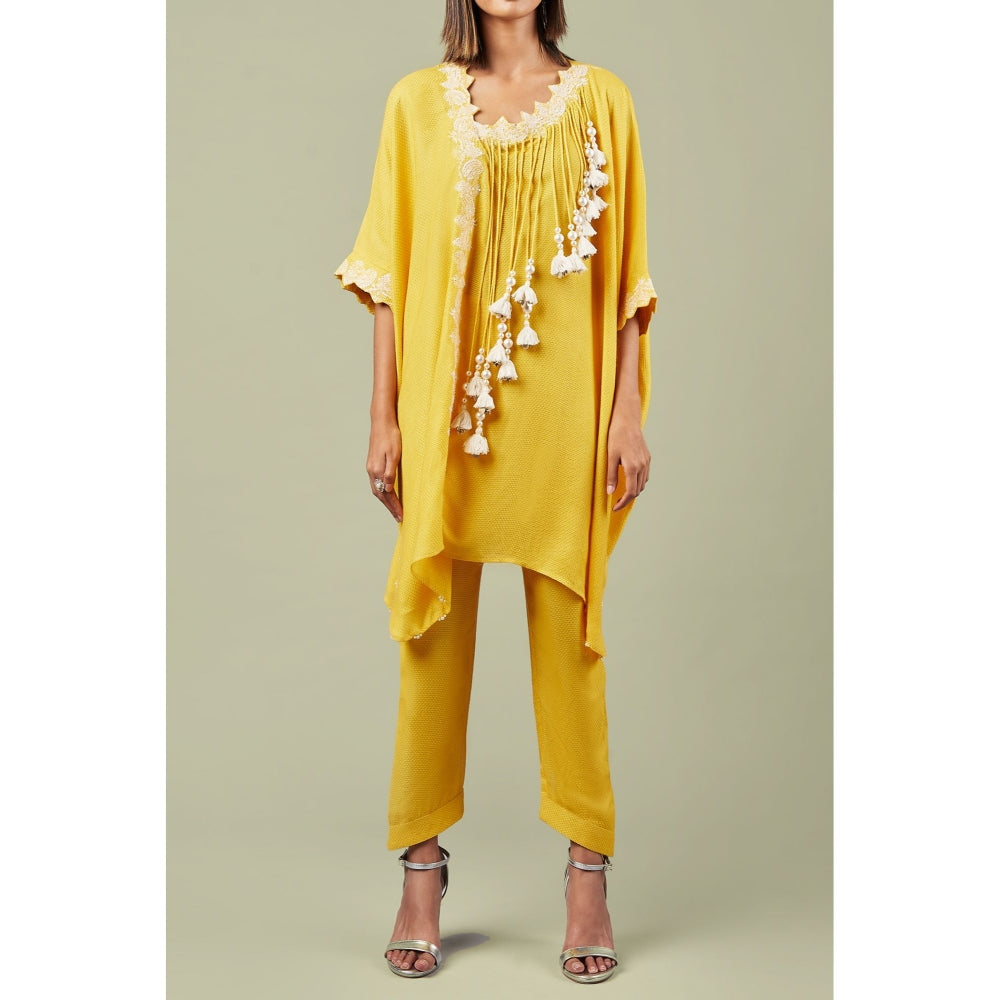 Inej Yellow Straight Kaftan Suit (Set of 2)