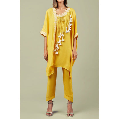 Inej Yellow Straight Kaftan Suit (Set of 2)