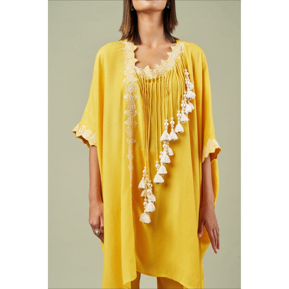 Inej Yellow Straight Kaftan Suit (Set of 2)