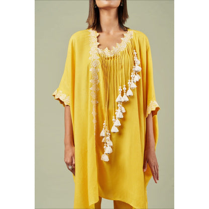 Inej Yellow Straight Kaftan Suit (Set of 2)