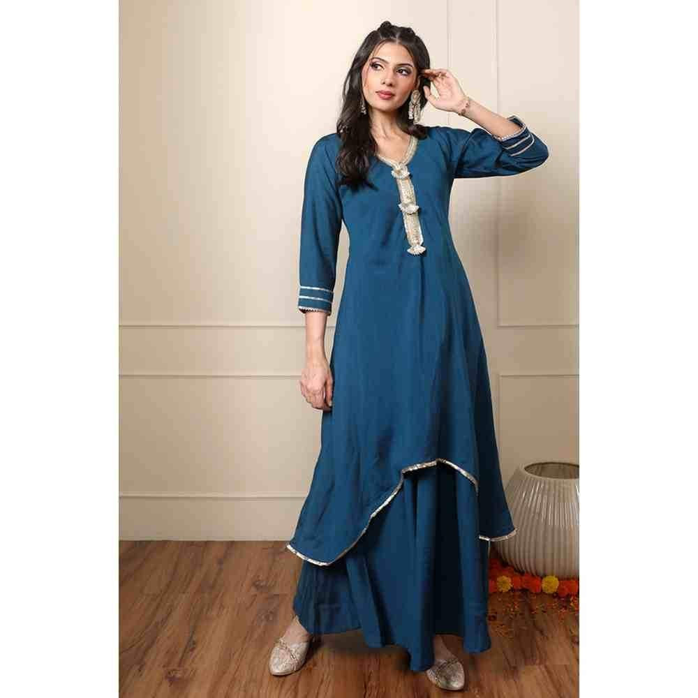 Ishnya Rooh - Teal Two Layered Gown