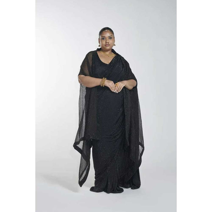 ITRH Midnight Saree with Stitched Blouse (Set of 3)