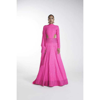 ITRH Hot Pink Rosse Lehenga (Set of 3)