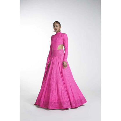 ITRH Hot Pink Rosse Lehenga (Set of 3)