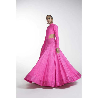 ITRH Hot Pink Rosse Lehenga (Set of 3)