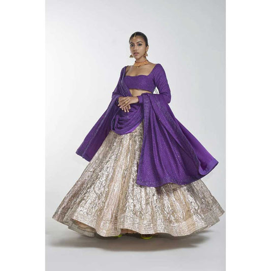 ITRH Purple Fusion Lehenga (Set of 3)