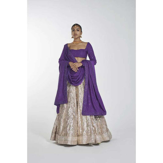 ITRH Purple Fusion Lehenga (Set of 3)