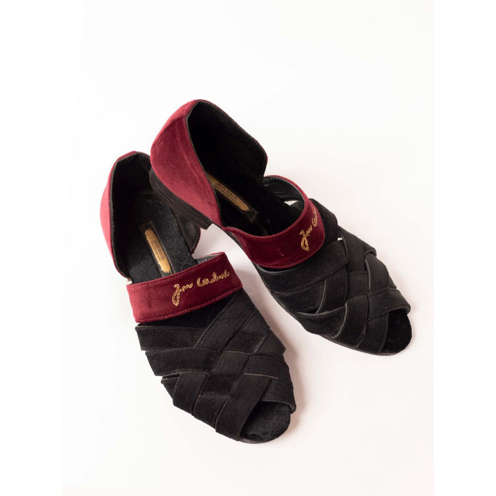 Jatin Malik Open Toe Suede Peshawari Formal Shoes