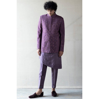 Jatin Malik English Purple Bandhgala (Set of 3)