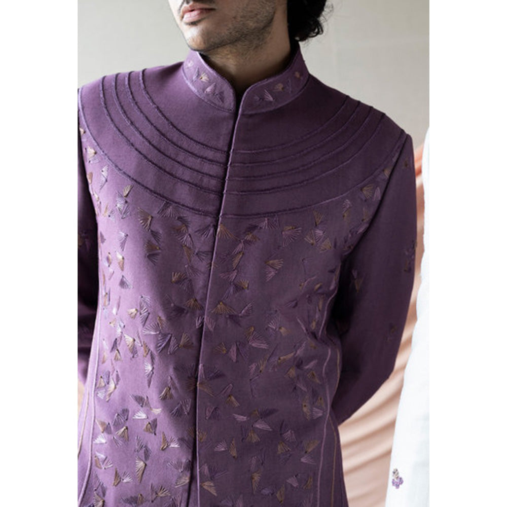 Jatin Malik English Purple Bandhgala (Set of 3)