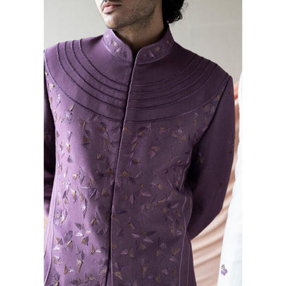 Jatin Malik English Purple Bandhgala (Set of 3)