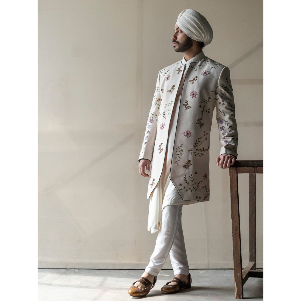 Jatin Malik Ivory Handpaint Contemporary Jacket (Set Of 3)