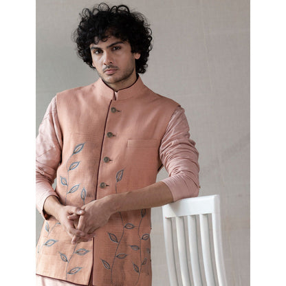 Jatin Malik Old Rose Nehru Jacket (Set of 3)