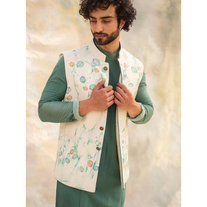 Jatin Malik Handpainted Ivory Nehru Jacket (Set of 3)