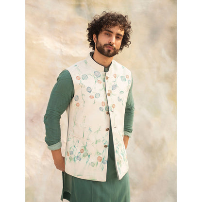 Jatin Malik Handpainted Ivory Nehru Jacket (Set of 3)