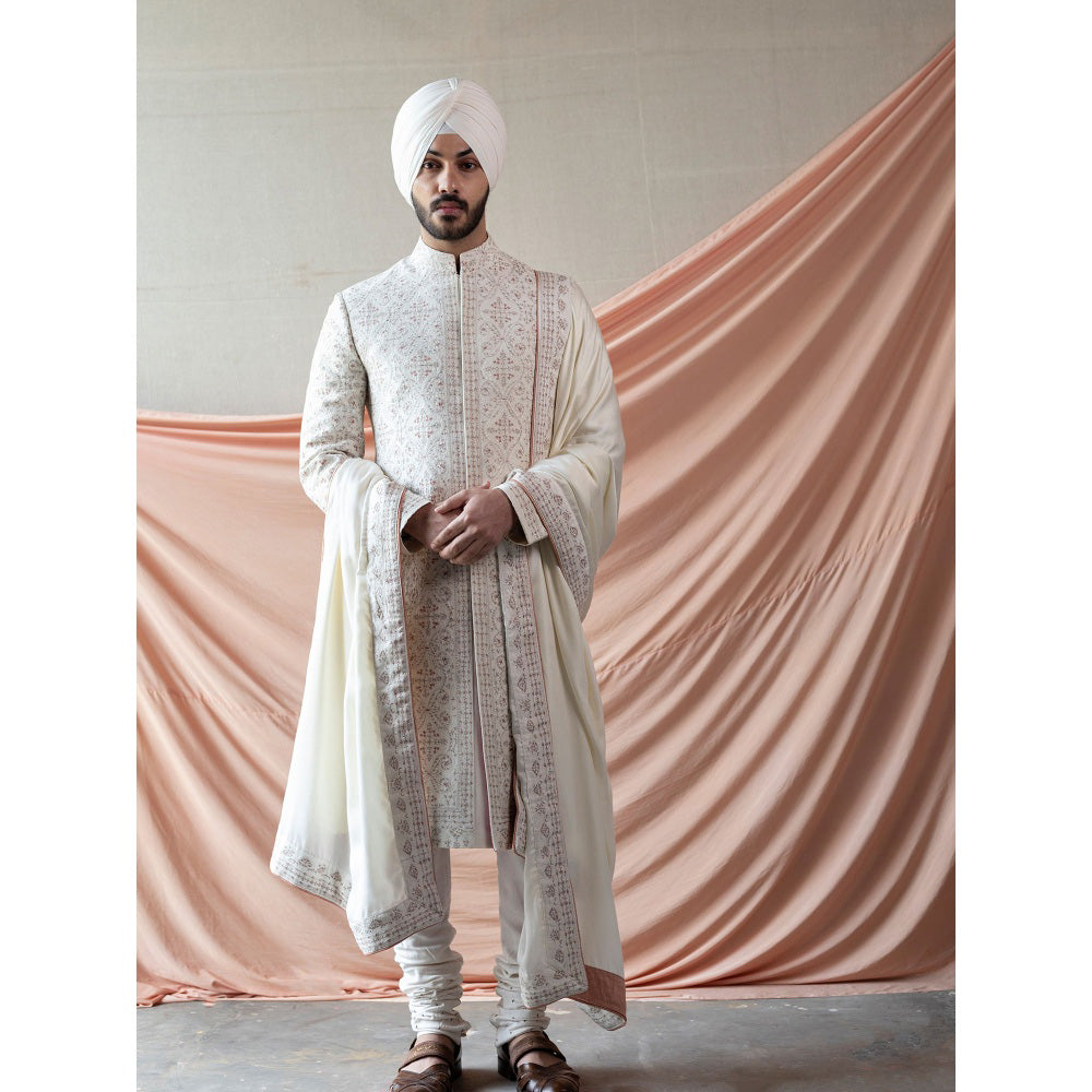 Jatin Malik Ivory Jamawaar Sherwani (Set of 5)