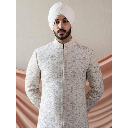 Jatin Malik Ivory Jamawaar Sherwani (Set of 5)