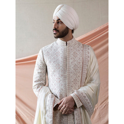 Jatin Malik Ivory Jamawaar Sherwani (Set of 5)