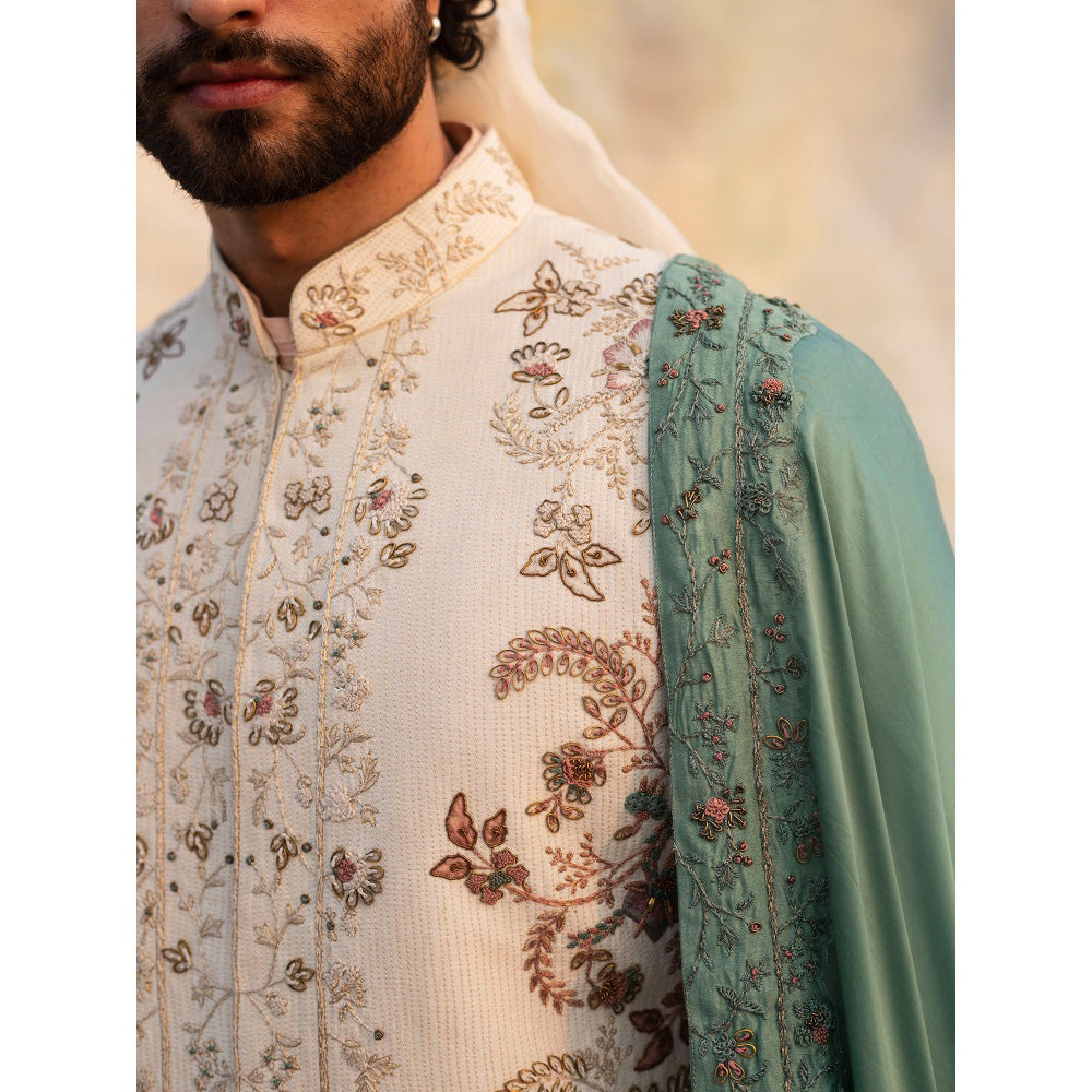 Jatin Malik Dirty Ivory Sherwani (Set of 5)