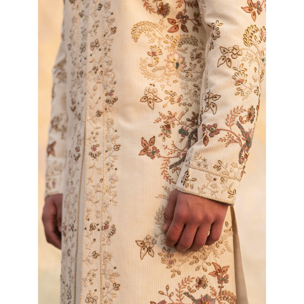 Jatin Malik Dirty Ivory Sherwani (Set of 5)