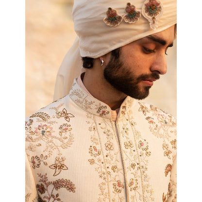 Jatin Malik Dirty Ivory Sherwani (Set of 5)