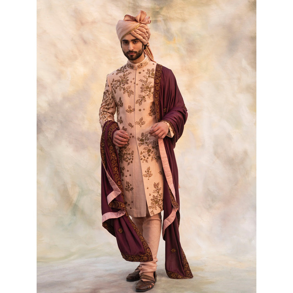 Jatin Malik Champagne 3D Element Sherwani (Set of 5)