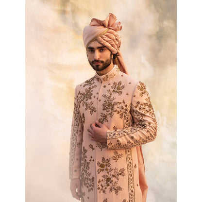Jatin Malik Champagne 3D Element Sherwani (Set of 5)