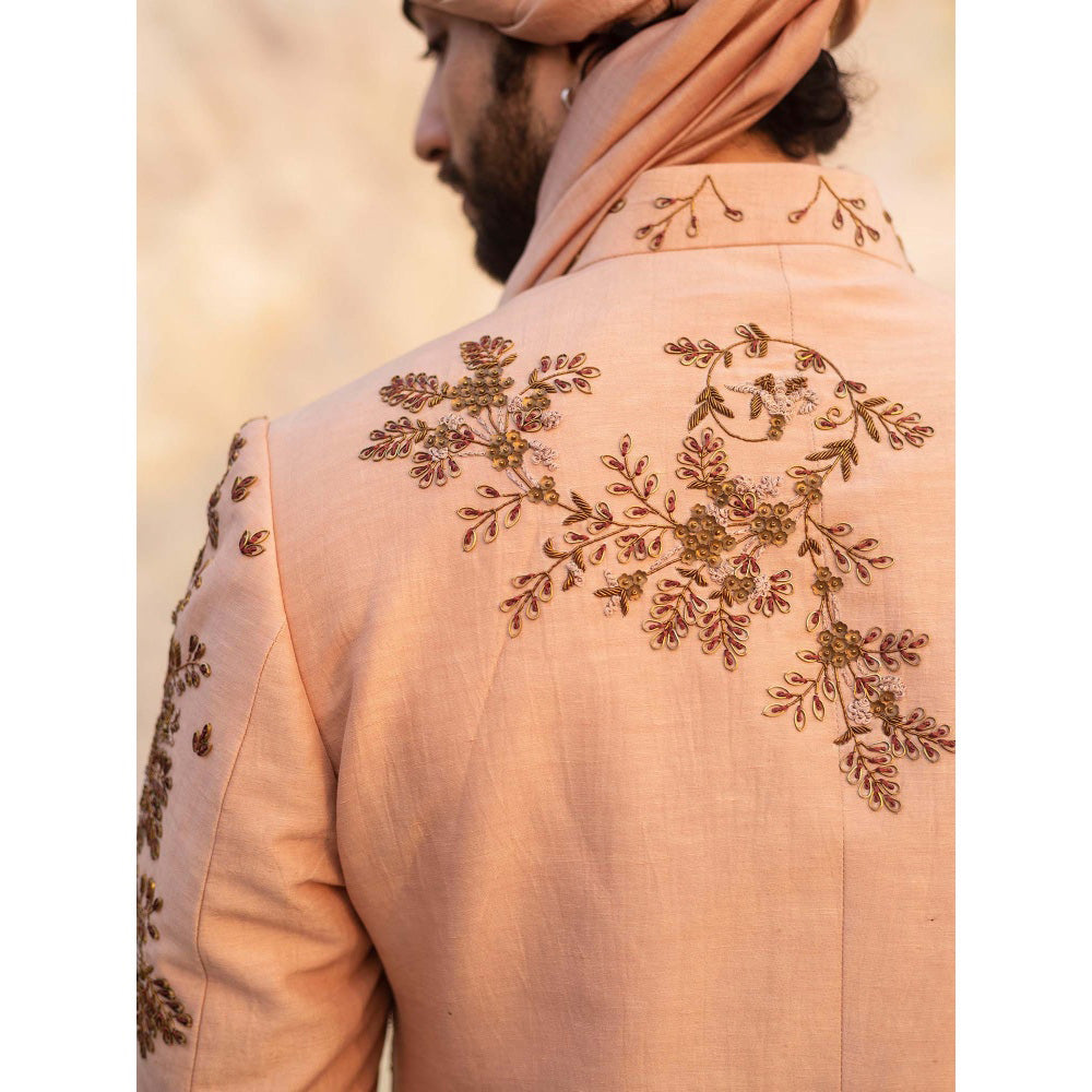 Jatin Malik Champagne 3D Element Sherwani (Set of 5)