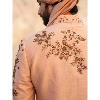 Jatin Malik Champagne 3D Element Sherwani (Set of 5)