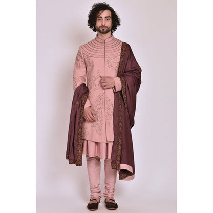 Jatin Malik Old Rose Contemporary Sherwani (Set of 5)