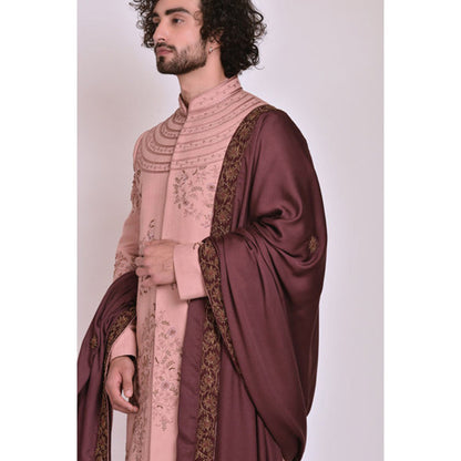 Jatin Malik Old Rose Contemporary Sherwani (Set of 5)