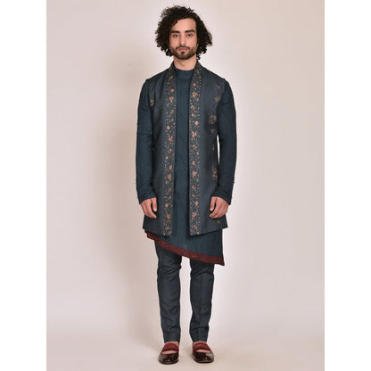 Jatin Malik Teal Blue Shrug (Set of 3)