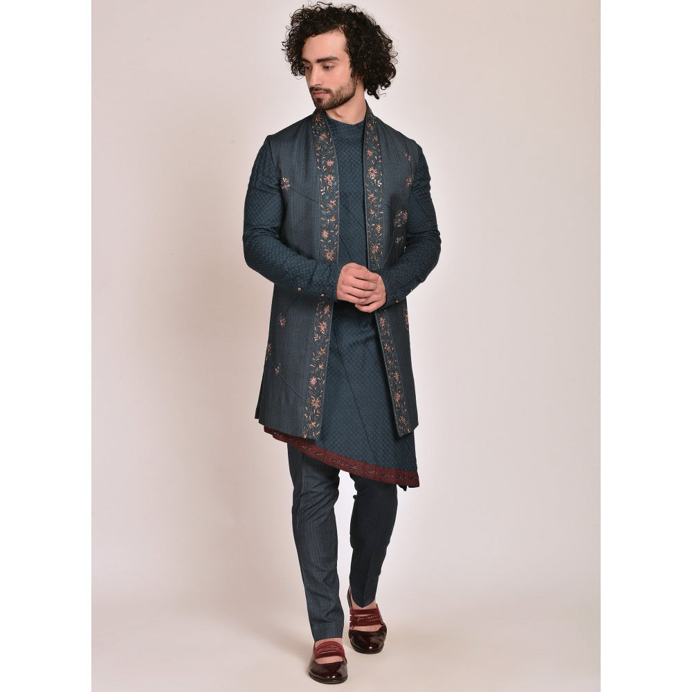 Jatin Malik Teal Blue Shrug (Set of 3)