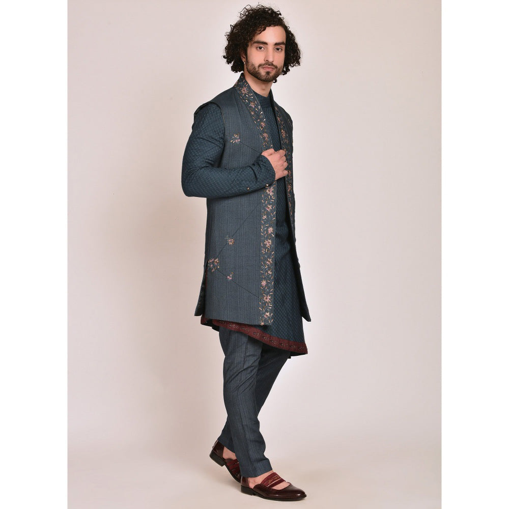 Jatin Malik Teal Blue Shrug (Set of 3)