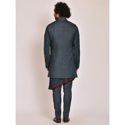 Jatin Malik Teal Blue Shrug (Set of 3)