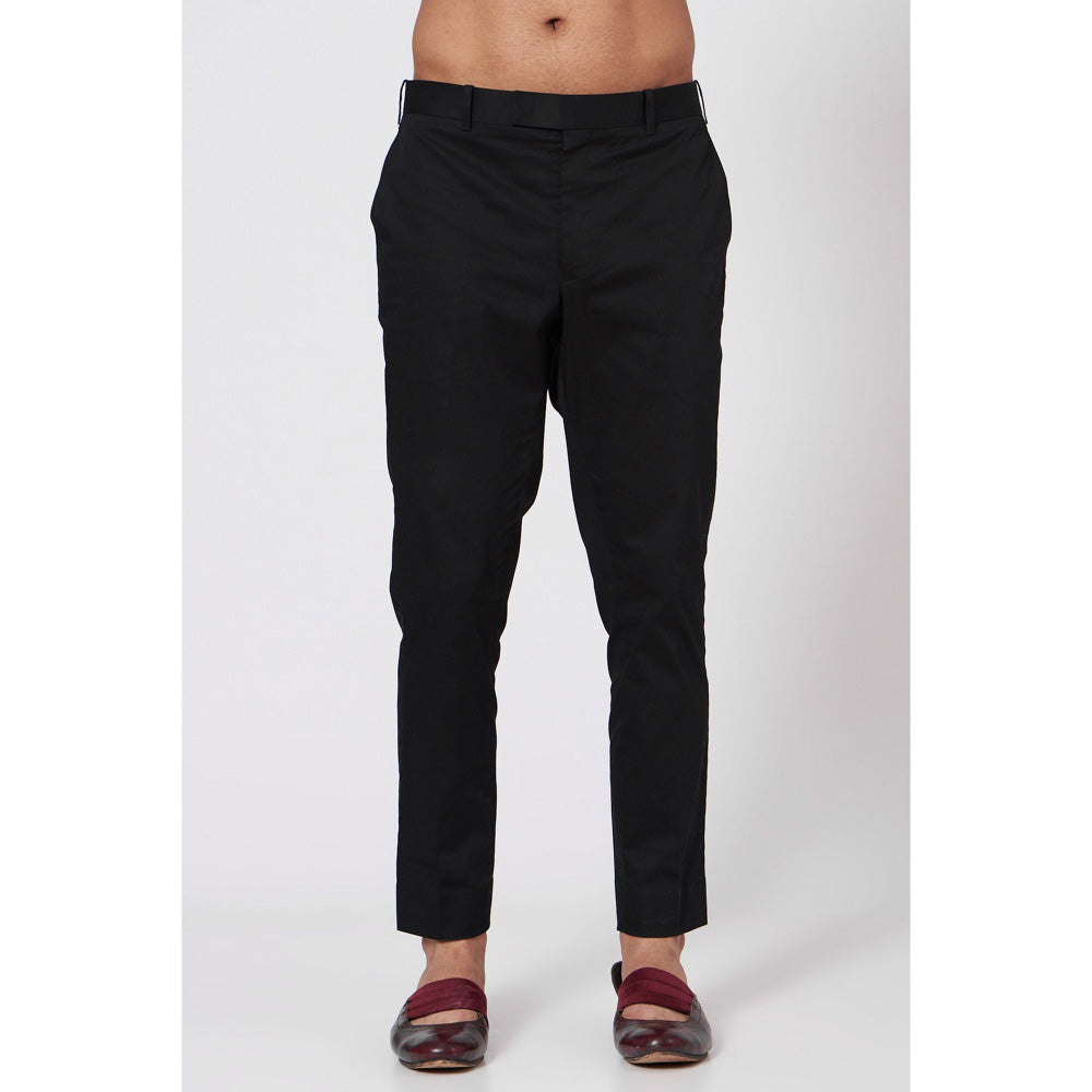 Jatin Malik Black Silk Kurta (Set of 2)