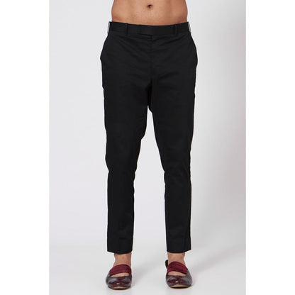 Jatin Malik Black Silk Kurta (Set of 2)