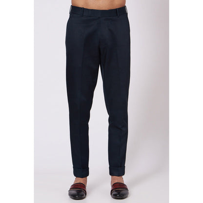 Jatin Malik Midnight Blue Asymmetrical Kurta (Set of 2)