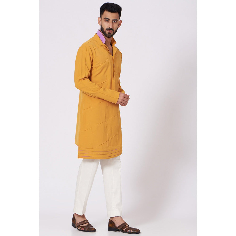Jatin Malik Mustard Short Kurta (Set of 2)