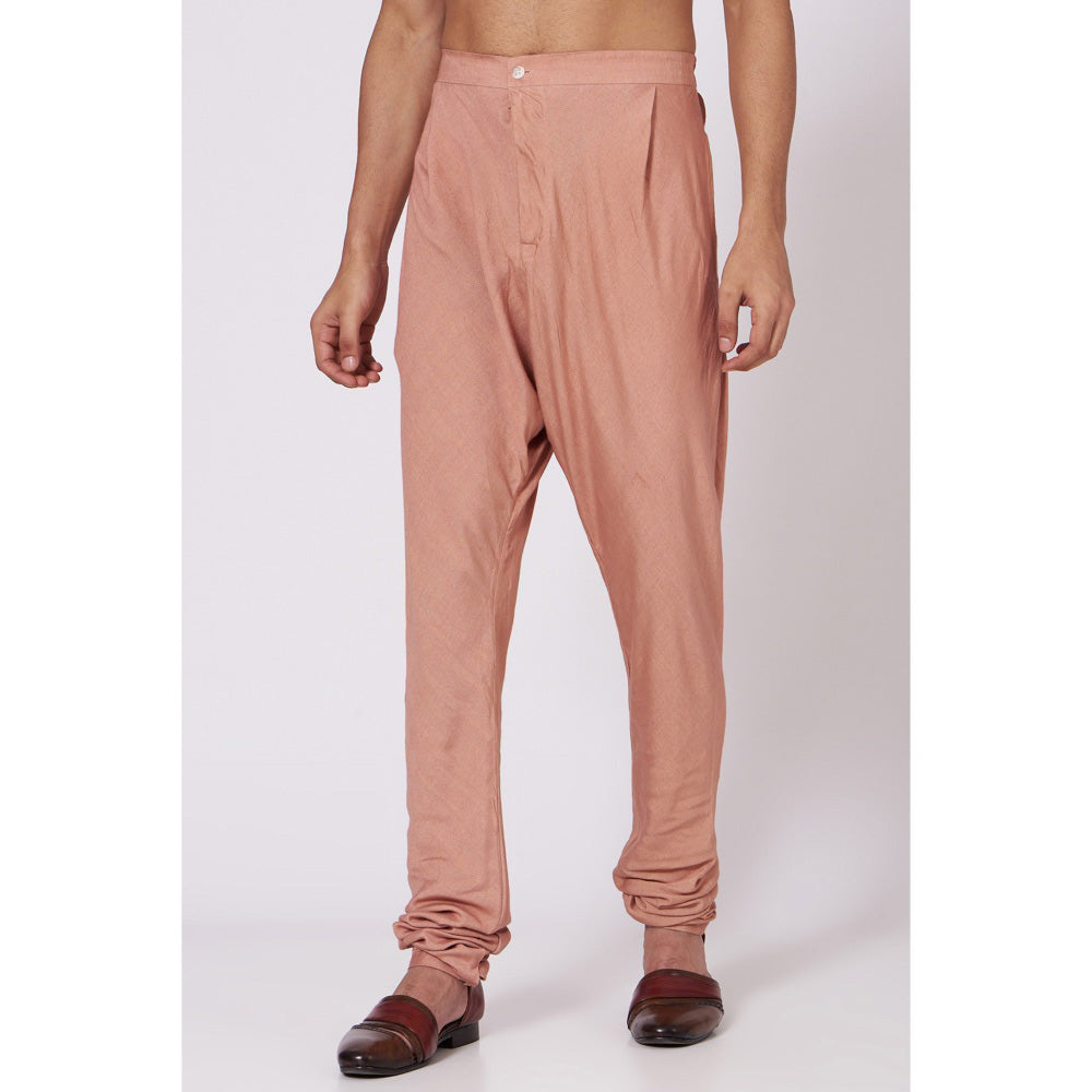 Jatin Malik Old Rose Shoulder Buttoned Kurta (Set of 2)