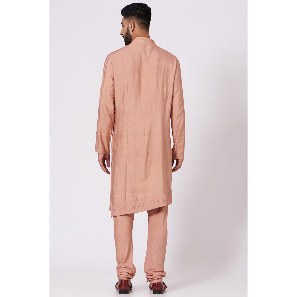 Jatin Malik Old Rose Shoulder Buttoned Kurta (Set of 2)