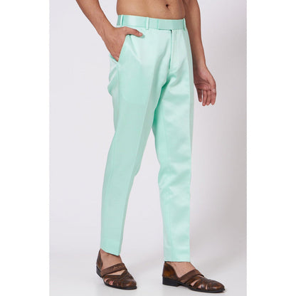 Jatin Malik Tiffany Blue Shoulder Buttoned Kurta (Set of 2)